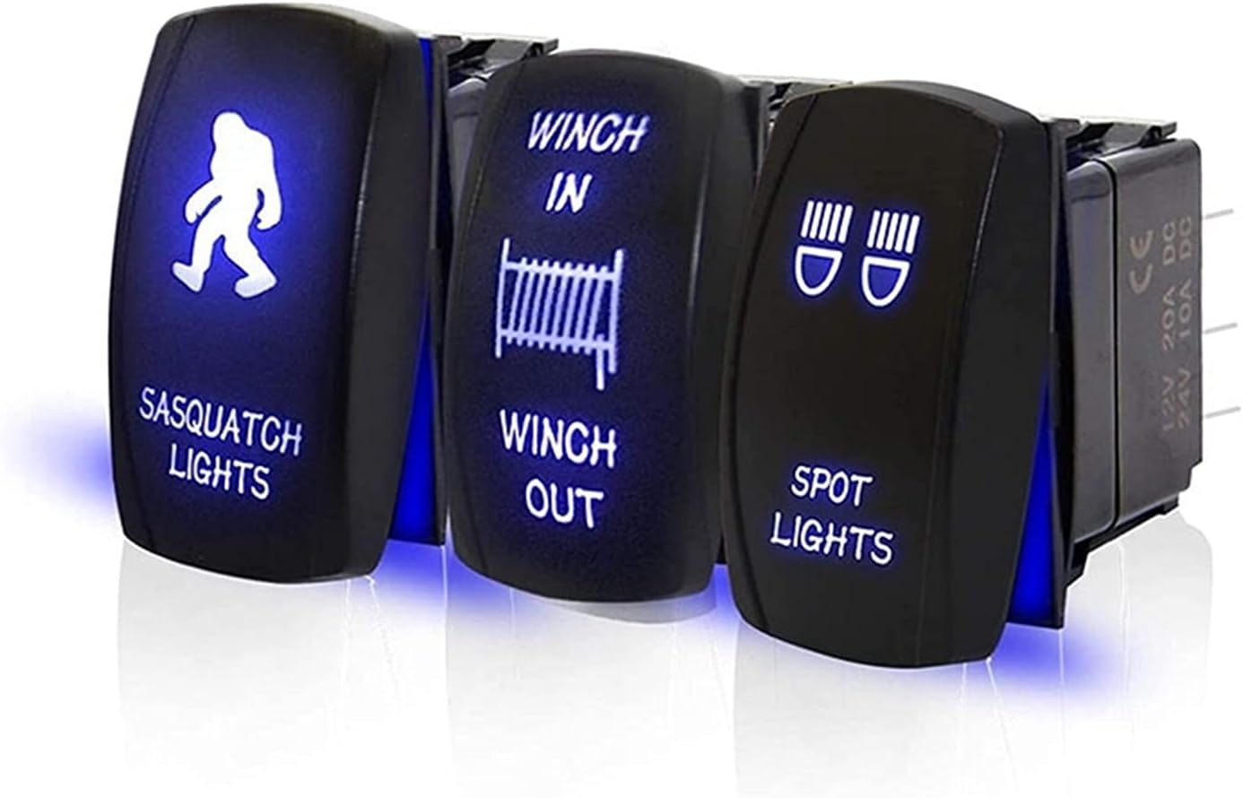 Amazon.co.jp ロッカースイッチ Rocker Switch Sasquatch Lights Winch In/Out Spot