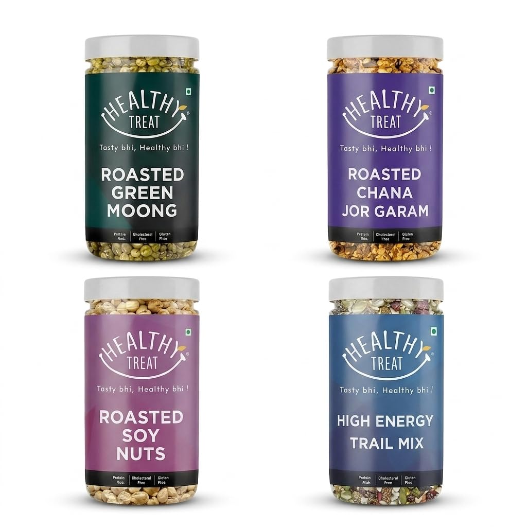 Healthy Treat Diabetic Friendly Healthy Snacks Pack | Roasted Soyabean, Roasted Chana Jor, Roasted Green Moong, Roasted High Energy Trail mix | Roasted Healthy Snacks Pack-image-47