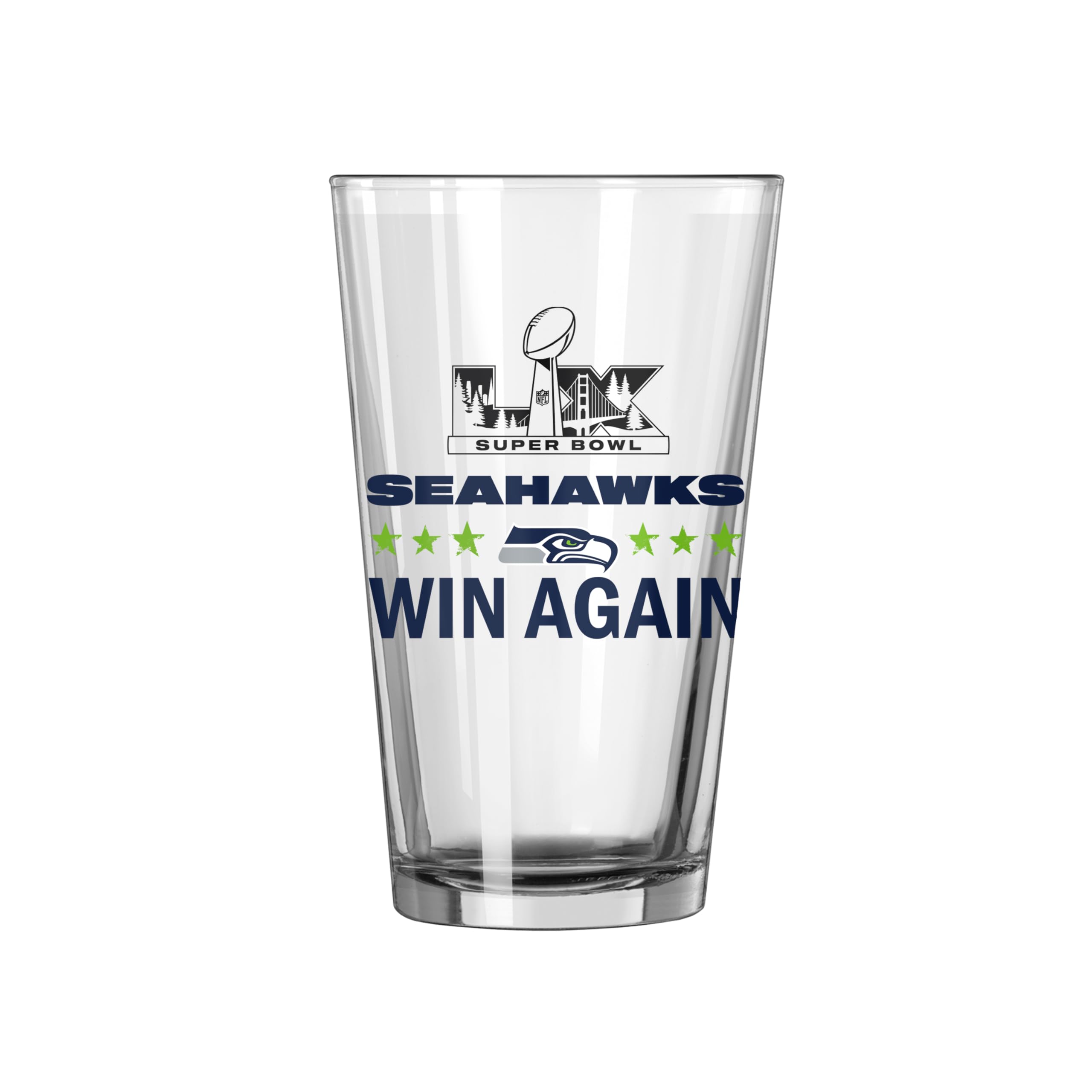 FANMATS NFL Seattle Seahawks Super Bowl 60 Champions 16 oz Pint Glass โ Past Champs Design, 16 Fluid Ounces, Glass