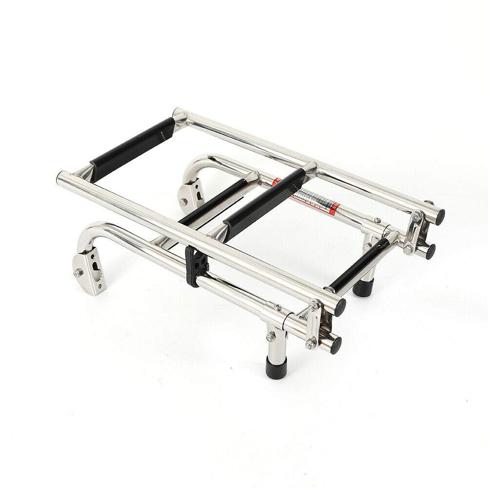 Escalera de Barco de Acero Inoxidable ieLsngai de 4 Niveles, Escalera Plegable con Peldaños Antideslizantes y Capacidad de Carga de 300 lbs
