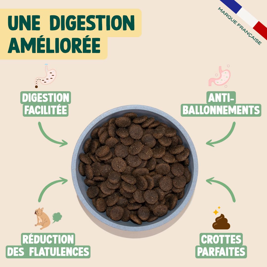 Franklin – Croquettes pour Chien Sensible – Gamme Protéinée – avec 52% d'agneau – sans céréales – Mono-protéine – Taille 13 mm – 6 kg