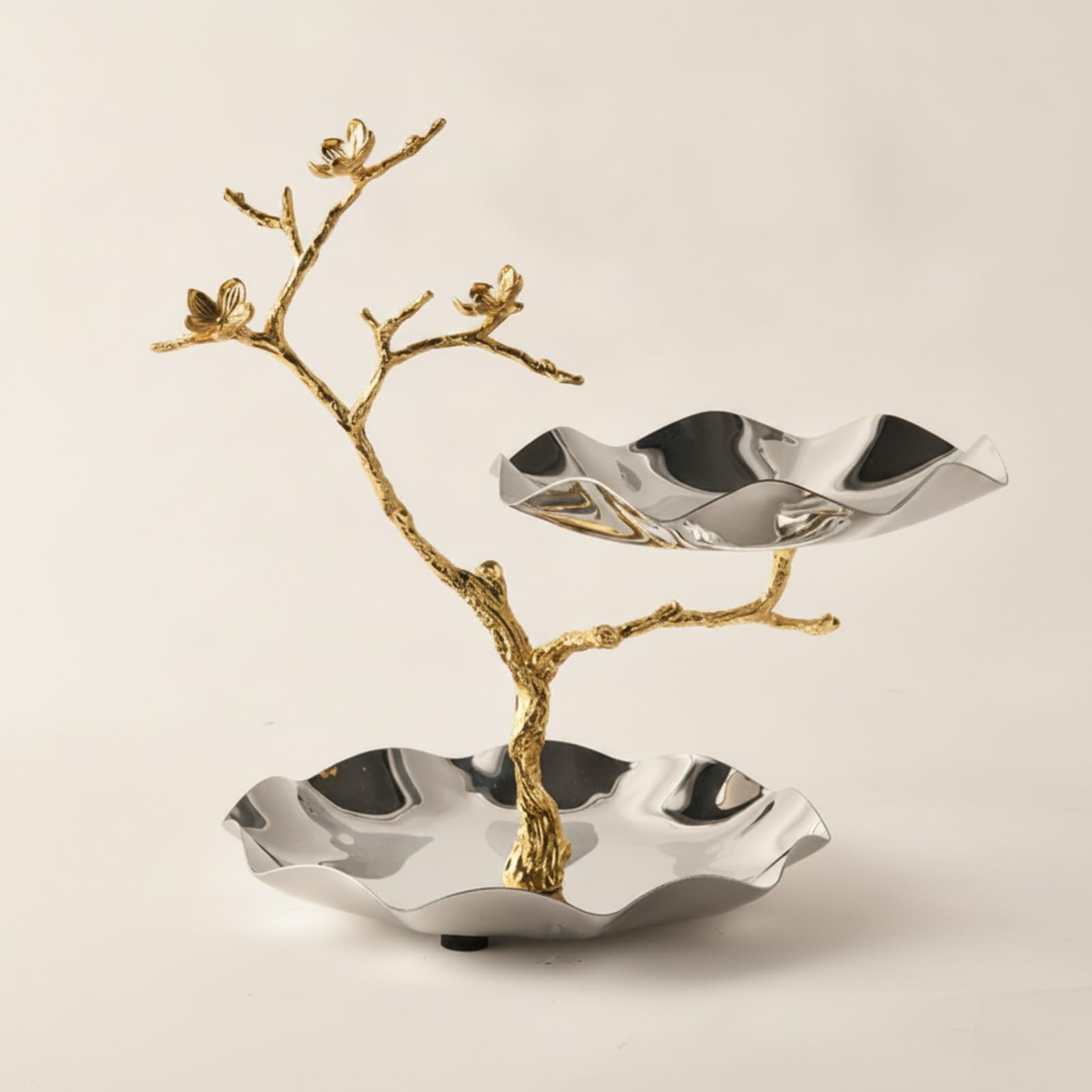 Alzata a Due Piani Argentato Alzatina a 2 Livelli Multiuso Fruttiera per Feste