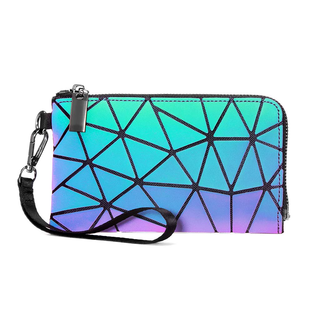 Excras Women's Geometric Holographic Handbag, Clutch for Party, 18 x 11 cm