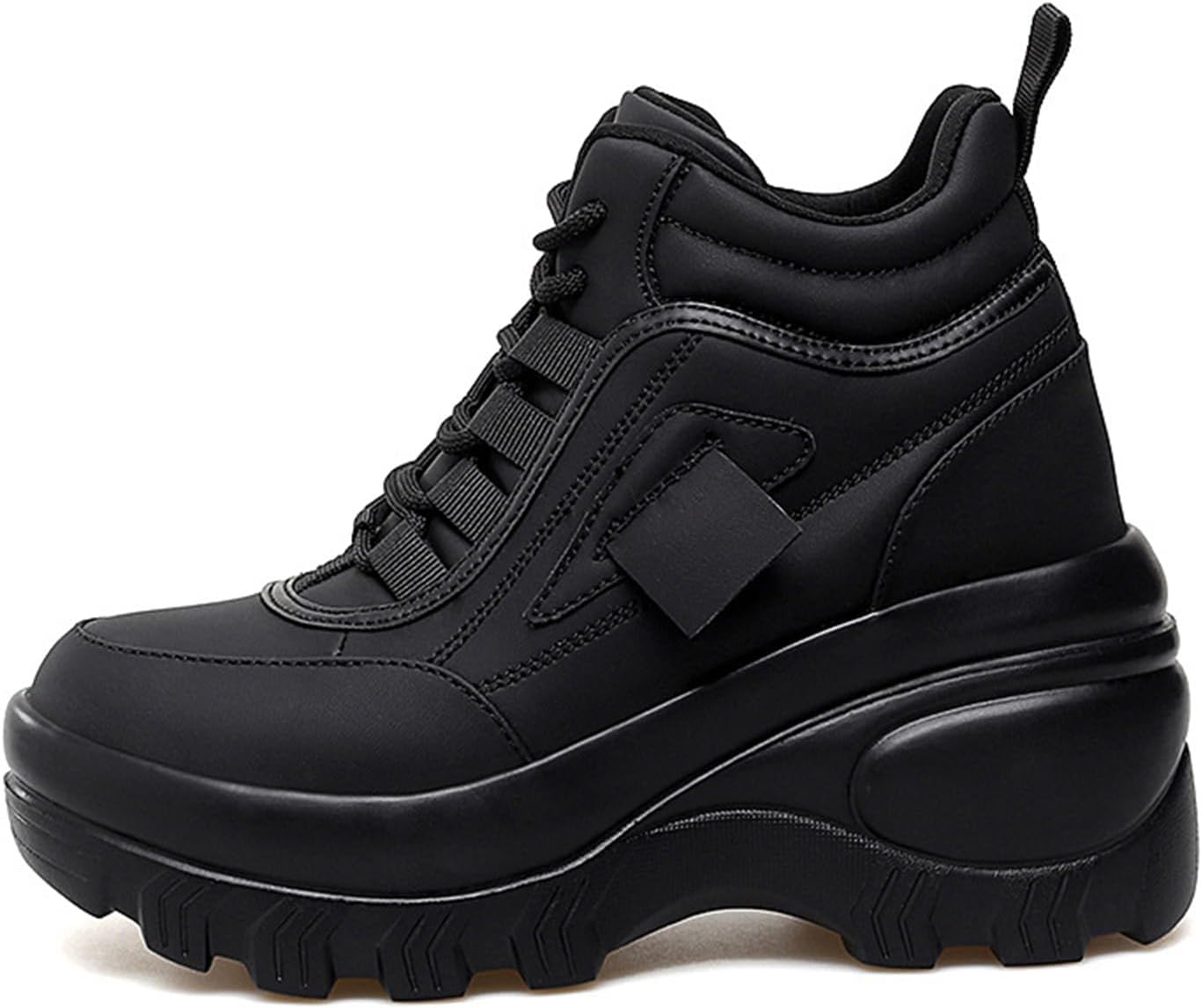 Women's Color Matching Platform Casual Sneakers Retro Round Head Plus Velvet Warm Chunky Non-Slip Fashion Lace-Up Dad Shoes Comfortable Wedge Heel Walking Sneakers - Image 3