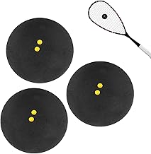 Squash Balls, 3Pcs Squash Balls Double Yellow Dot, 38-40mm Squash Ball, Pro Double Yellow Squash Ball for Elite Competition/Training