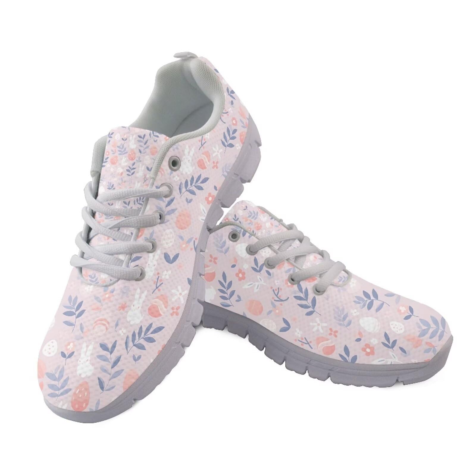 Fuxowvby Floral Print Women's Sneakers Cozy Comfortable Lightweight Sport Walking Running Workout Holiday Tennis Sneakers for Women Breathable Lace-Up Non-Slip Gym Shoes for Teen Girls White US 10