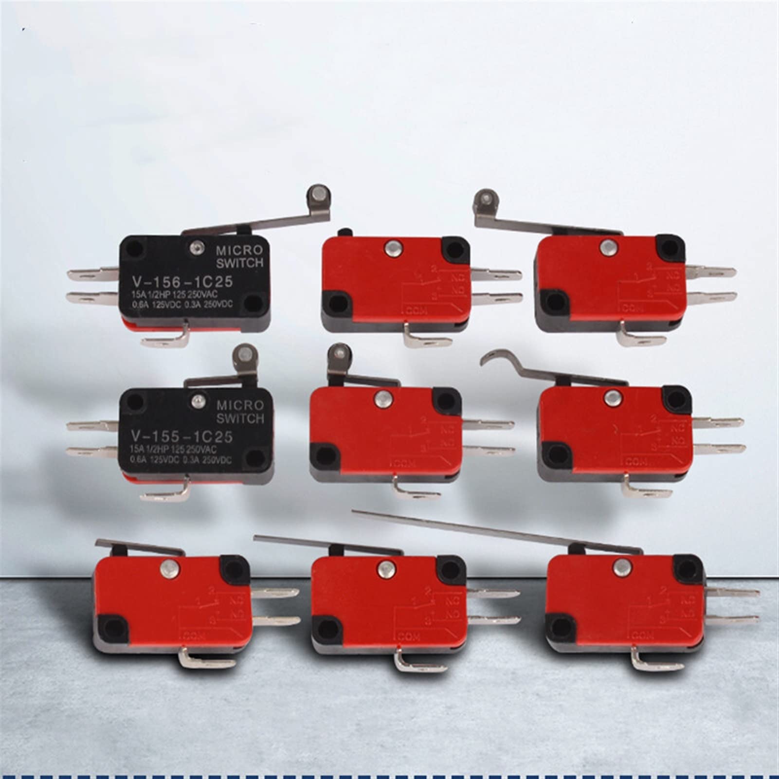 Interruptor de límite 5 uds microinterruptor Interruptor de límite de Carrera V-151-1C25 V-152-1C25 V-153-1C25 V-154-1C25 V-155-1C25 V-156-1C25 Interruptor de Mango Largo de Rodillo