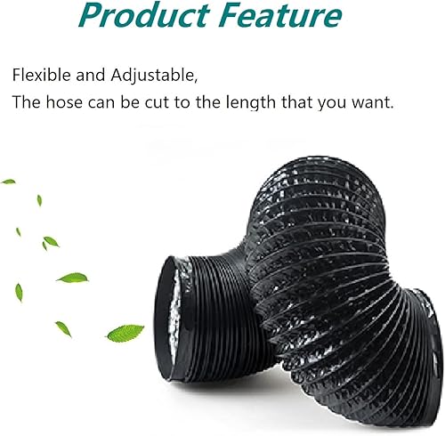 Miniatura 4 de Manguera de ventilación para secadora, conducto de aire de 5 pulgadas, 9.84 pies, flexible, ajustable, de PVC, resistente, manguera de conducto de