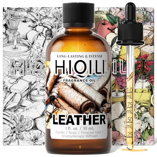 HIQILI Leather Fragrance Oil, Men's Scent, for Car Air Freshener Use, Soap, Candle, and Long-Lasting Perfume Making - 1 Fl Oz
