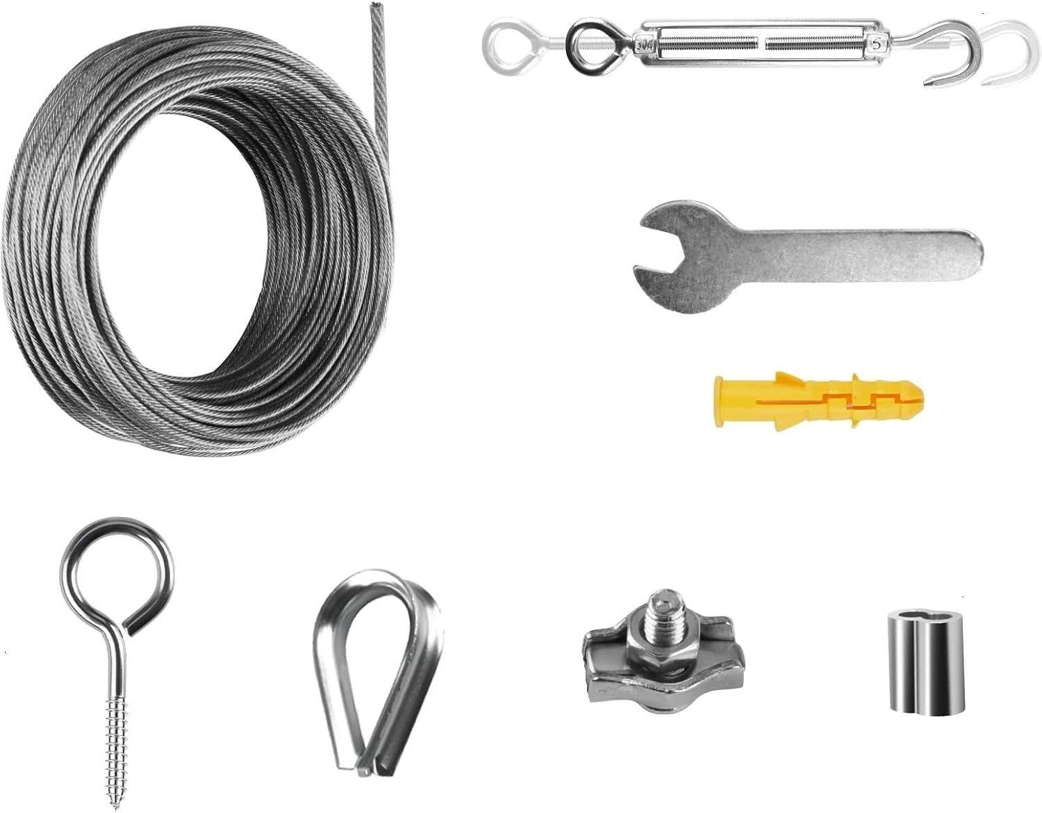 Shade Sail Hardware Kit Sun Shade Sail Hardware Kit with 30M Cable Wire Rope Stainless Steel for Outdoor Backyard Patio Garden Shelter Camping Tent for Outdoor