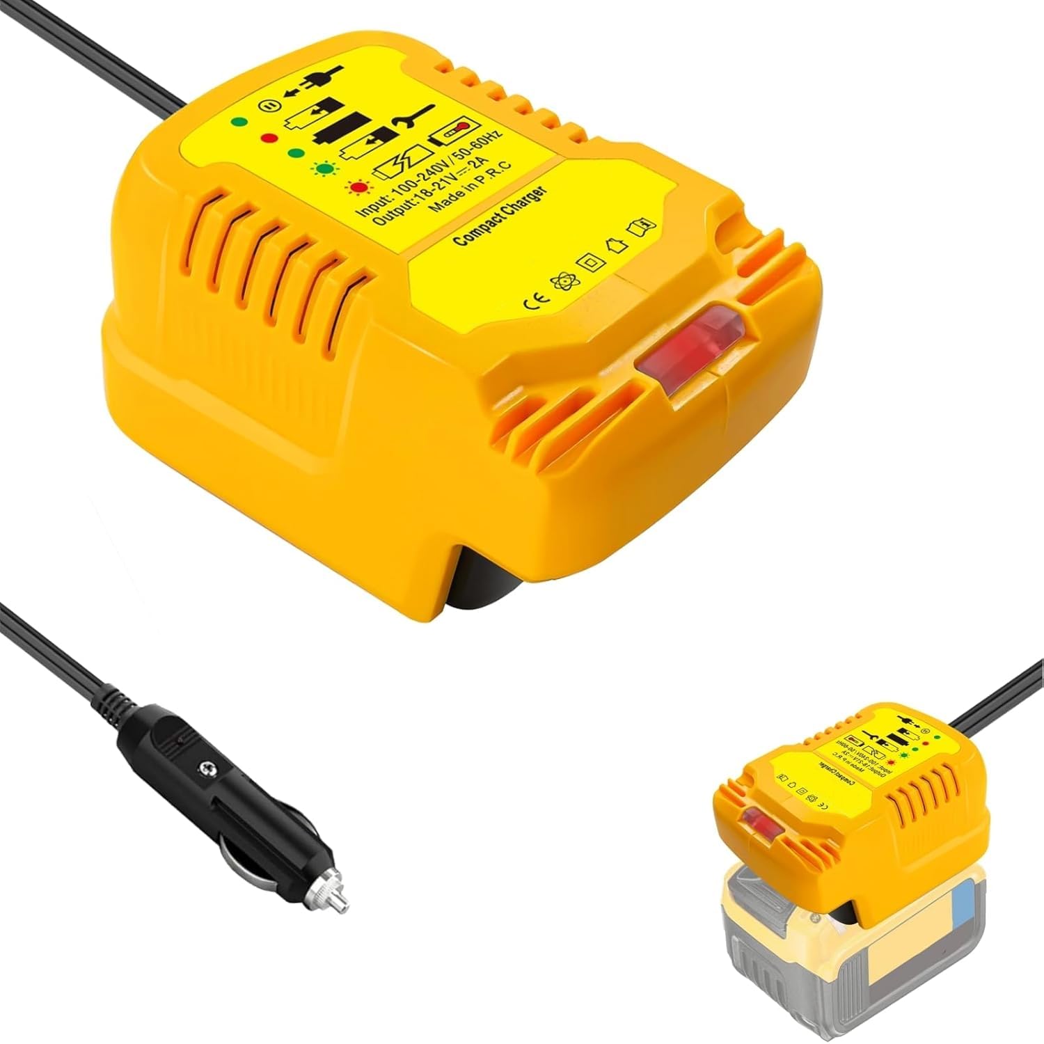 for DeWalt Battery 20V Charger, Compact Charger Replacement for DeWalt 20V MAX, 60V Flex Battery Charger (Only 1 Charger Included) (Car 12V Input)