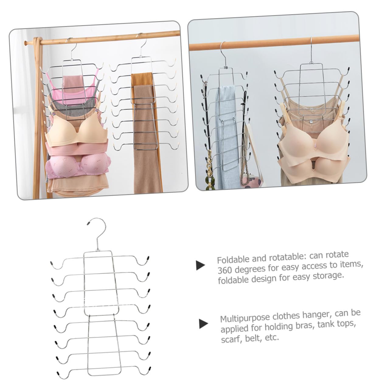 TOYANDONA 2pezzi Grucce per Reggiseni Multistrato Contenitore per Canottiere e Reggiseni da Donna Organizer per Armadio Resistente e Pratico per Uso Domestico e Viaggio