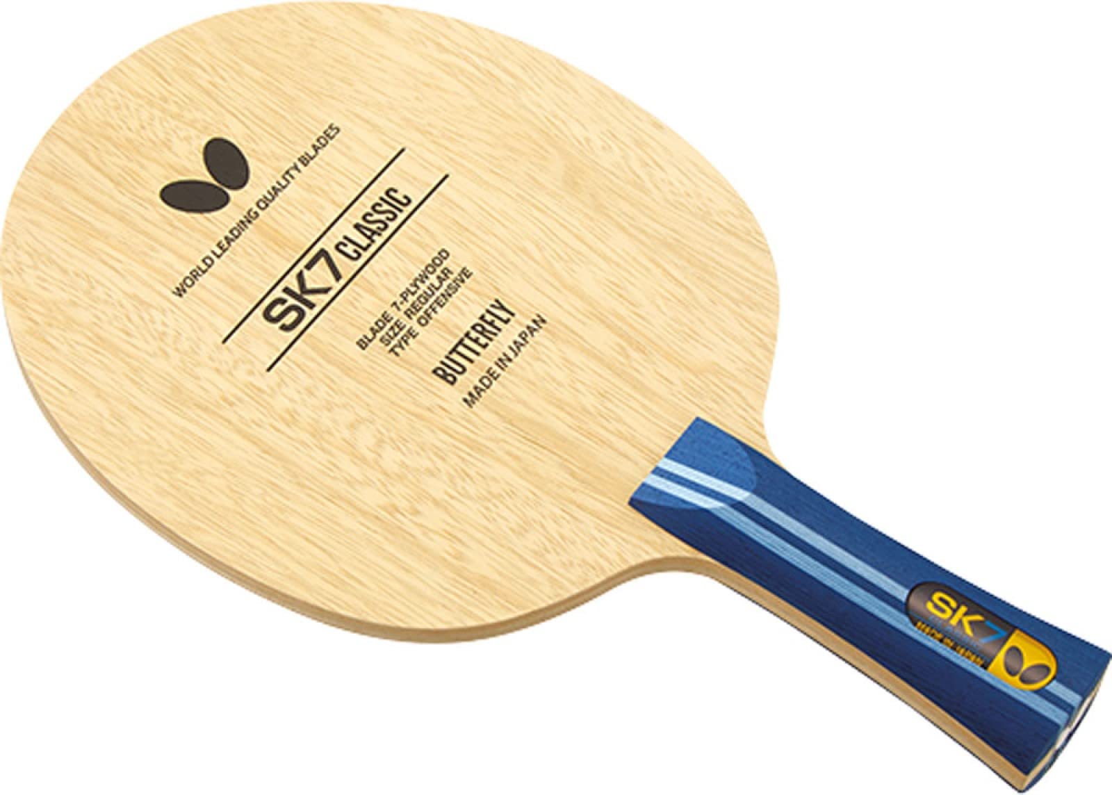 Butterfly SK7 Classic Table Tennis Blade - 7-ply All-Wood Blade - SK7 Classic Blade - Professional Butterfly Table Tennis Blade - Available in FL and ST Shakehand Handle Styles - Made in Japan
