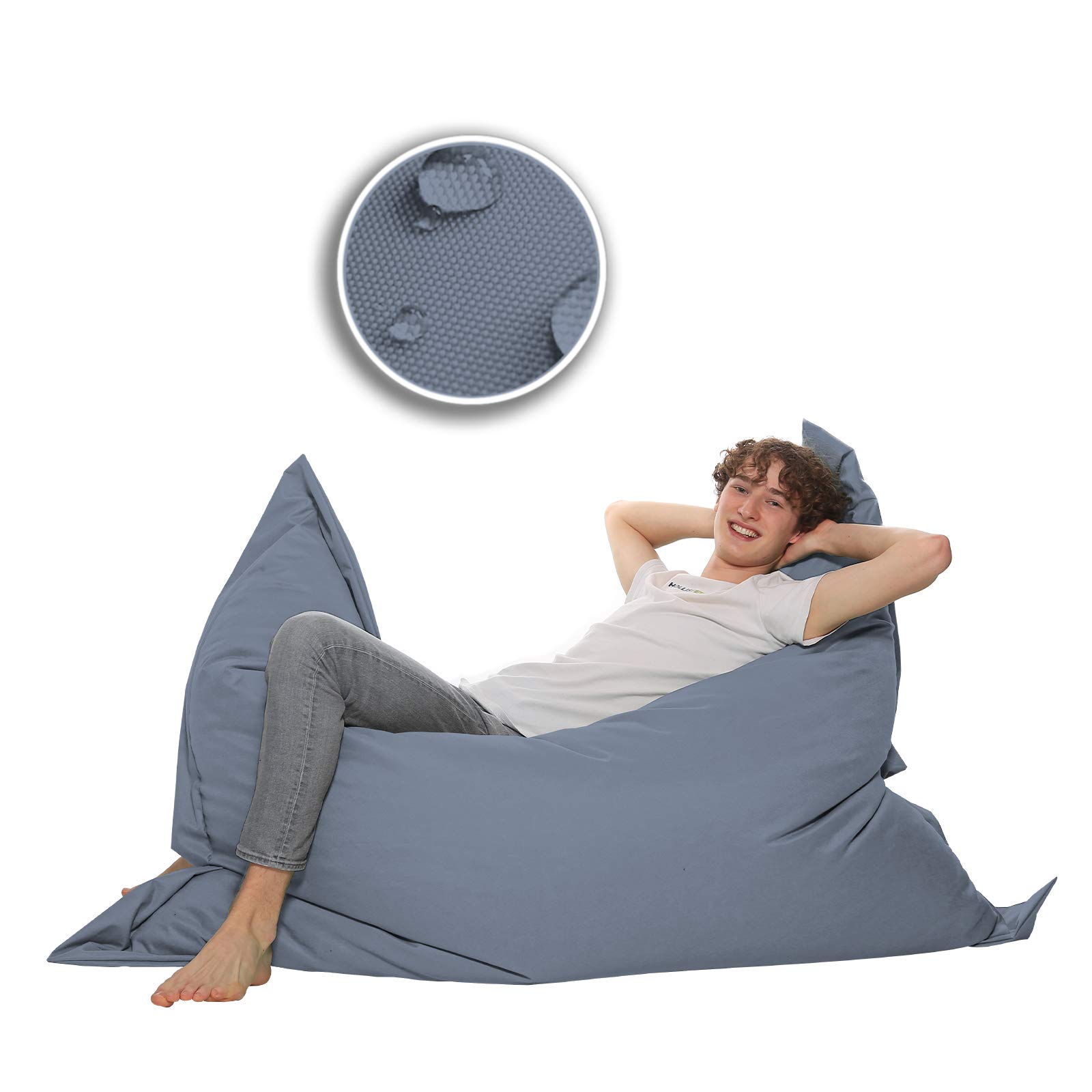 Sitzsack 2-in-1 Funktionen Riesensitzsack für Erwachsene & Kinder - Gaming & Entspannen - Indoor & Outdoor da er Wasserfest ist - mit EPS Perlen, Farbe:Anthrazit, Größe:140x160 cm