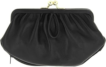 KARL LOVEN Women Retro Vintage Lambskin Leather Coin Purse Large Capacity 4 Slots Coin Purse Coin Purse + RFID Credit Card Holder, Black, Wallets