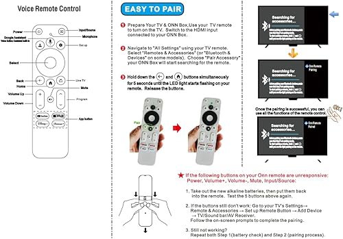 Miniatura 3 de Control remoto de repuesto compatible con Onn TV FHD 4K UHD Streaming Stick TV Box 100026240 100024646 no compatible con otras marcas
