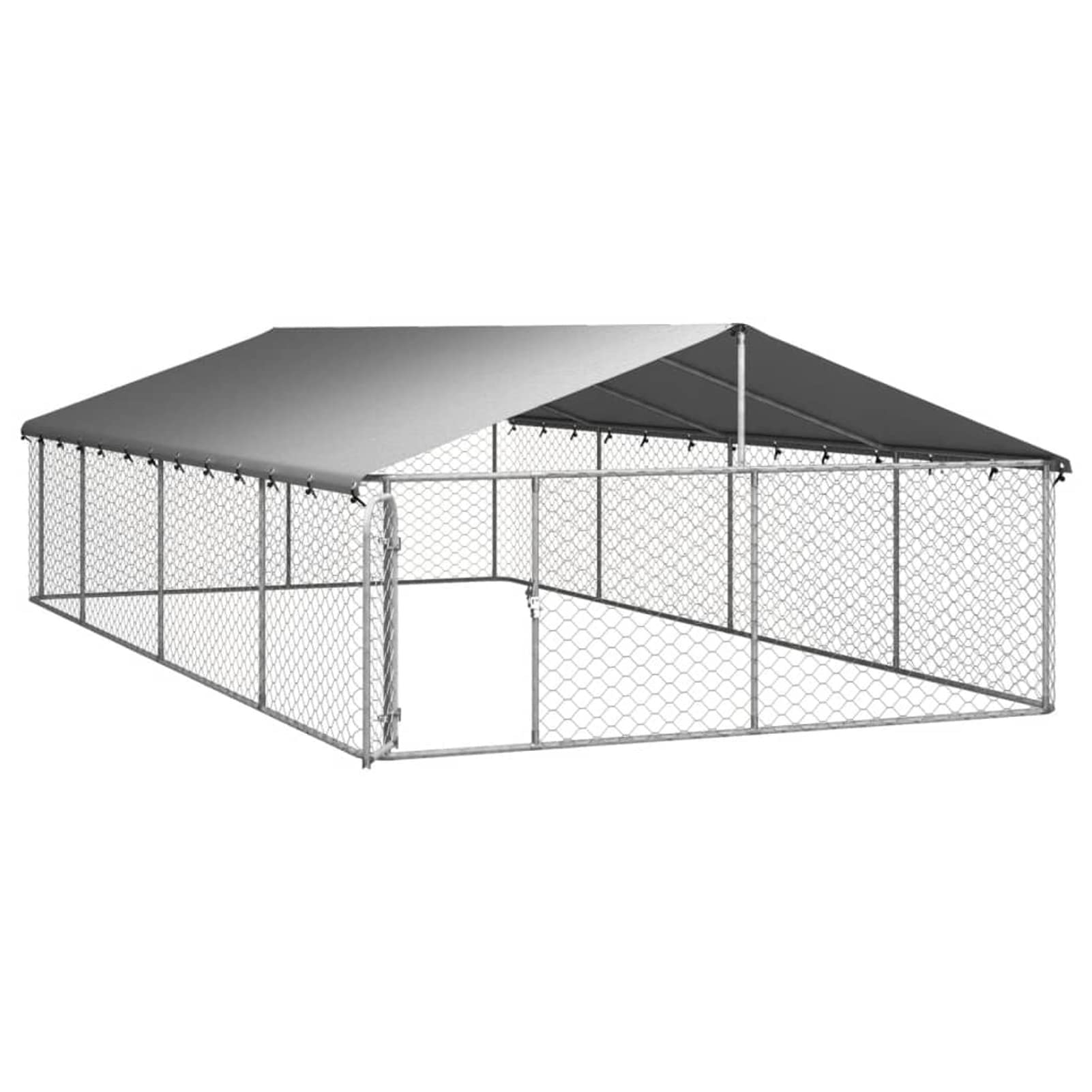 Tidyard Gabbia per Cani da Esterno con Tetto 600x300x150 cm, Gabbia Grande in Acciaio, Recinto per Cani Esterno