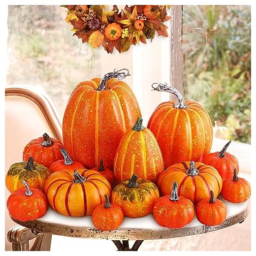 27+ Cozy Fall Porch Decorating Ideas to Try This Season 2 Ywlake 16 Pcs Pumpkin Fall Decorations, Decorative Large Small Outdoor Orange Foam Plastic Fake Faux Artificial Pumpkins for Halloween Autumn Harvest Festival Home Table Decor