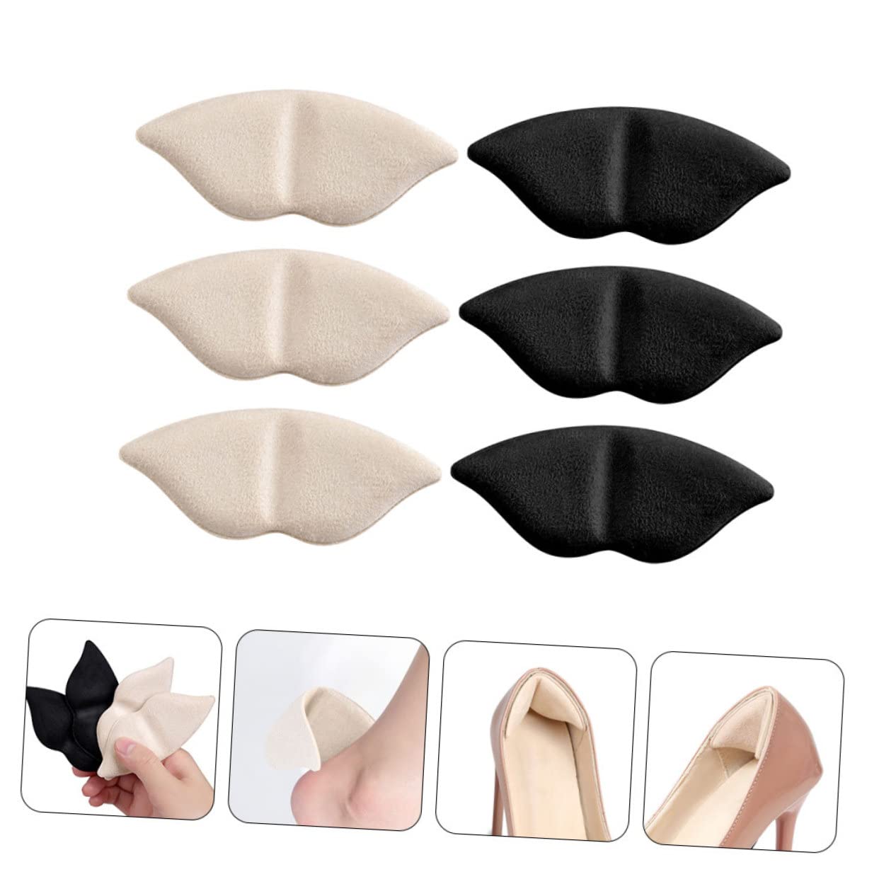 Paare High Heels Fersenaufkleber Hacke Fersenpolster Absatzpolstereinsätze Damen Ferseneinsätze Fersenschutz Fersengriffe Einlegesohlen Wildleder Schuh Fräulein Weicher Mund