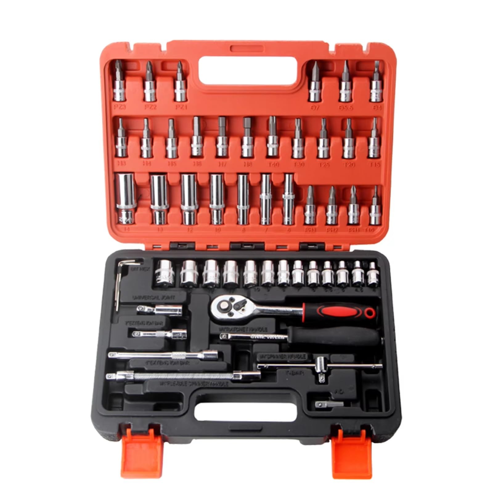 Set di chiavi a bussola Kit Attrezzi Cricchetto E Presa Da 53 Pezzi Kit Riparazione Cacciavite Con Azionamento Da 1/4 Pollici Strumenti Riparazione Biciclette Motociclette