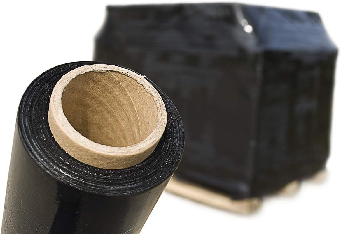 Stretchfolie 1,5kg - 6 Rollen - 170 m x 50 cm - 23 my - Schwarz – Extra Stark & Reißfest – Palettenfolie Wickelfolie für Umzug - Lager & Verpackung - Strechfolienrolle