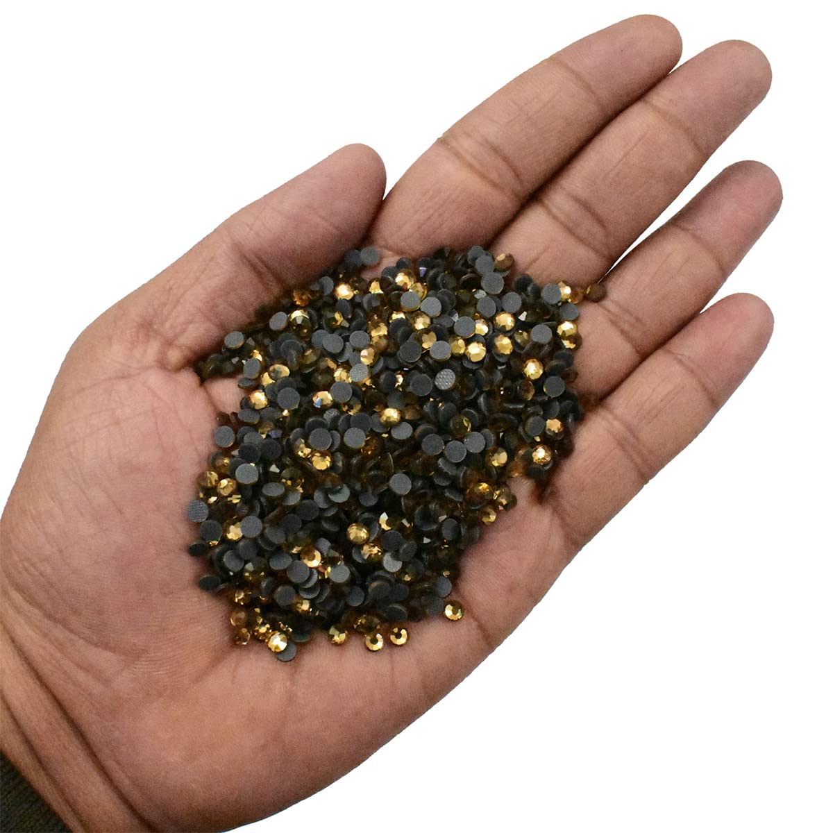 EmbroideryMaterial Round Glass Hotfix Shiny Rhinestone Crystal for Jewellery Making, Embroidery, Dress Designing, Craft, DIY, Nail Designing (Lt Colorado Topaz Color, 3MM, SS10, 1440 Pieces)