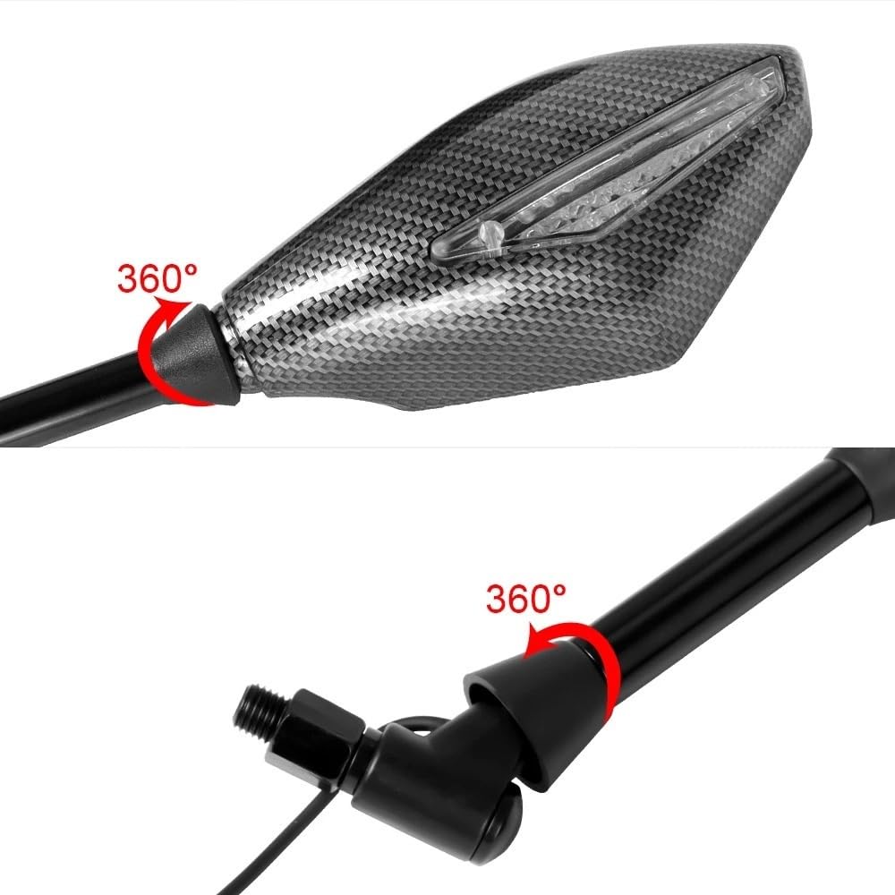 2 X Światła Lusterka Boczne Ze Wskaźnikiem Sygnału 10 Mm Lusterko Wsteczne Motocykla Uniwersalne Akcesoria(B)
