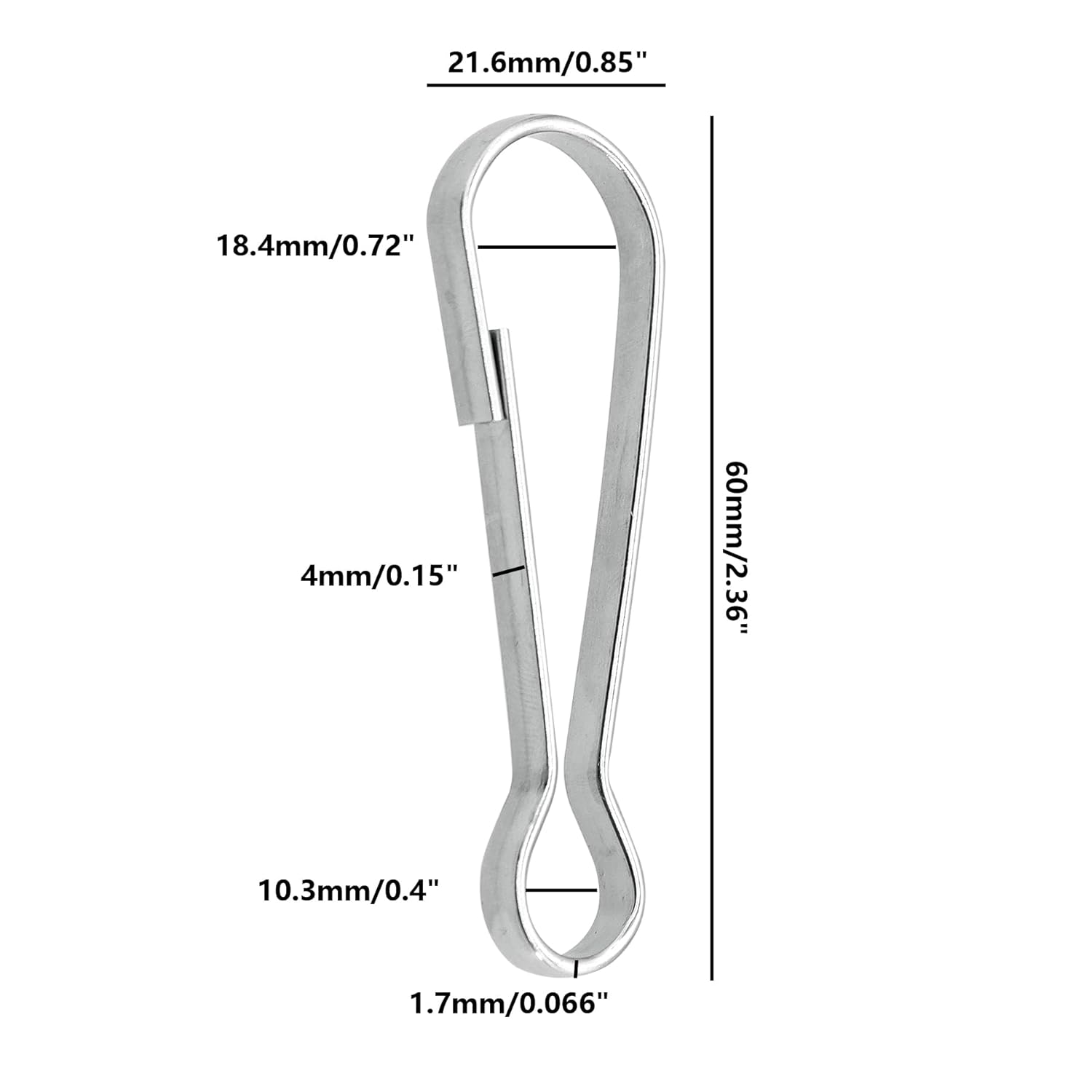 304 Stainless Steel Spring Hooks,ULIFESTAR Lanyard Snap Clip Hooks,Small Spring Clips for ID Card,Key Chain,Purse,DIY,Curtains,100 Pcs(60mm/2.36")