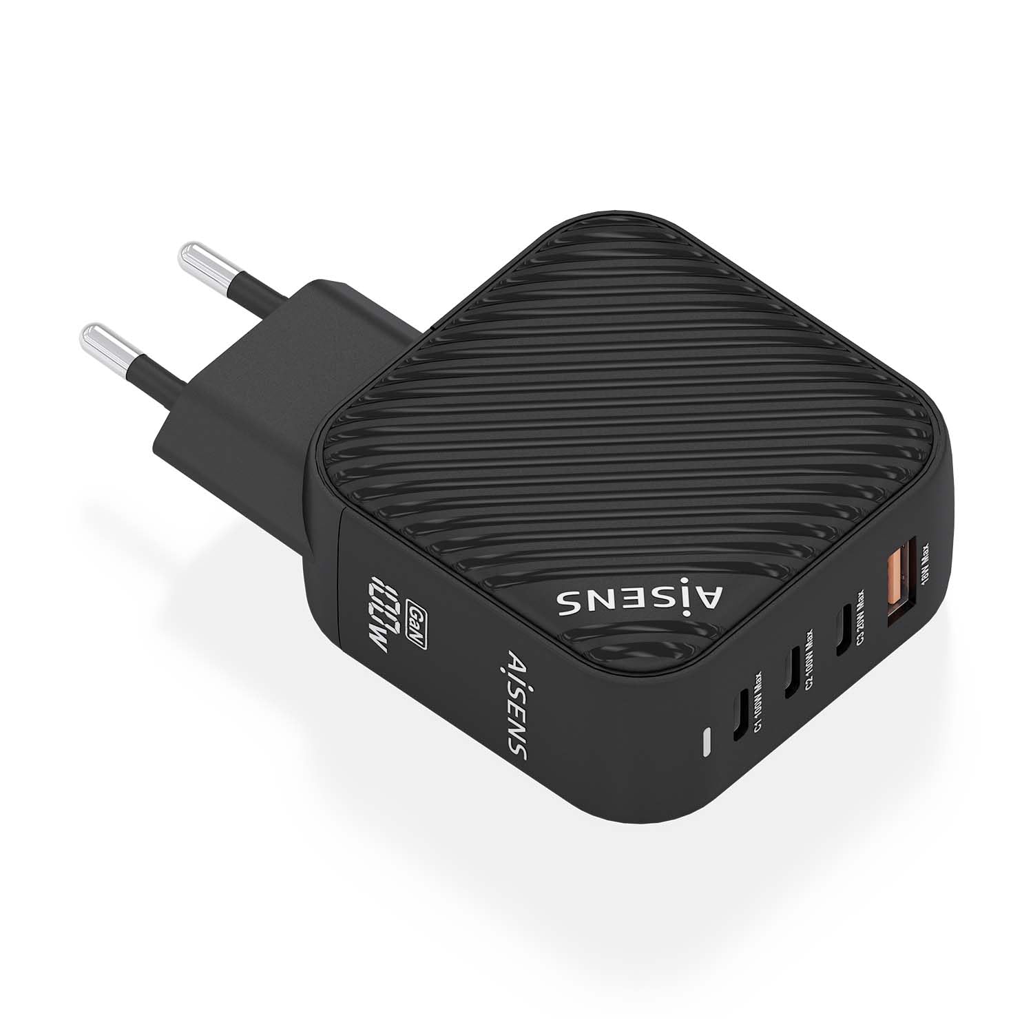 AISENS - ASCH-​100W4P029-​BK - Cargador GAN 100W, 3XUSB-​C PD3.0 QC4.0, 1XUSB-​A QC3.0, Negro