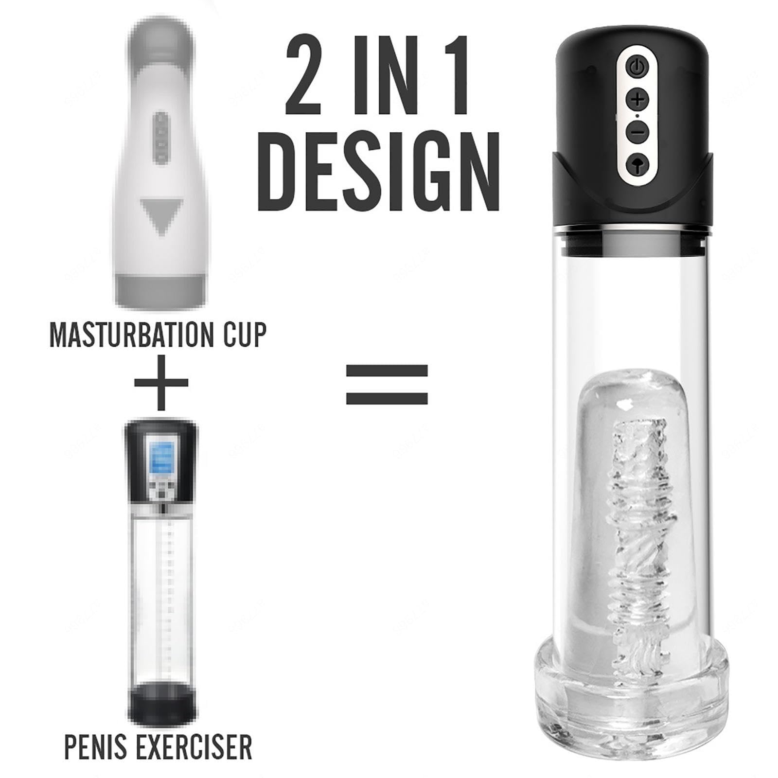 NURCIX 2 IN 1 Eléctrica Pene Vacío Bomba Hidráulica Pene Agua Bomba De Succión para Ayudar A Crecimiento del Pene Inteligente S - L - XL Eléctrico Ampliadora del Pene, Camiseta