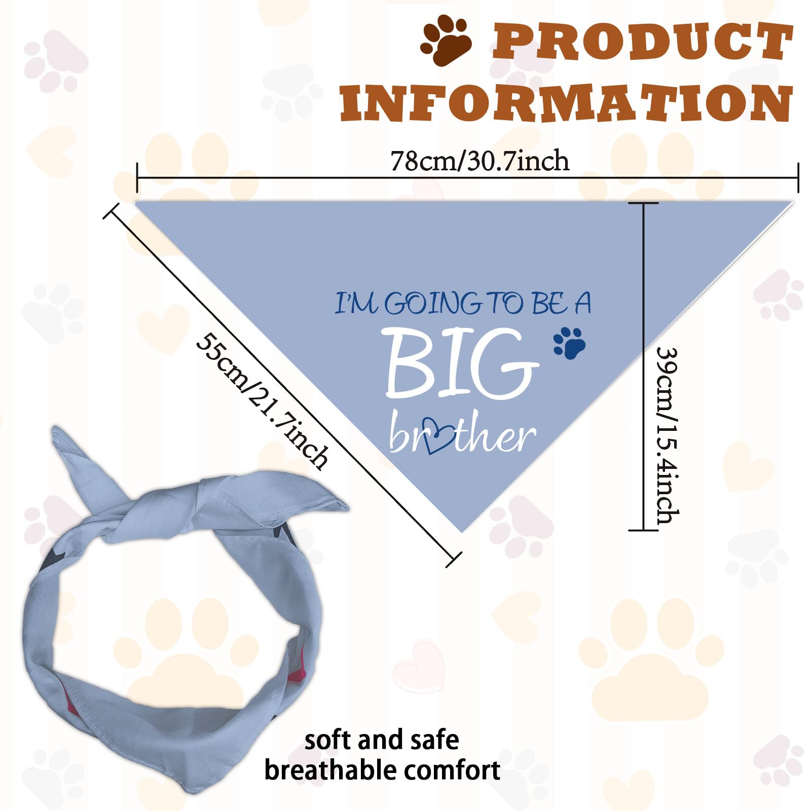 arricraft 1 bandana per Cani Da Compagnia, Bandana Triangolare In Cotone per Animali Domestici "Diventerò Un Fratello Maggiore" Parole Cuore Sciarpa Lavabile Bavaglini Stampati Accessori Capo