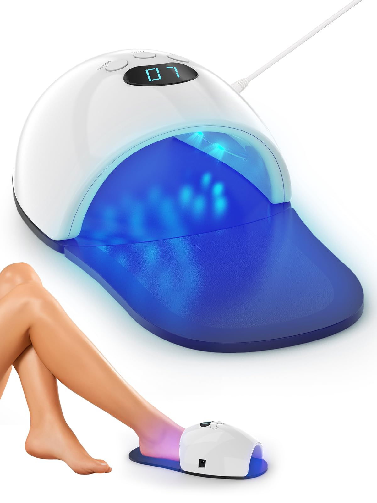 iKeener Appareil laser thérapeutique pour doigts et orteils, sessions 5/7/10 min, nettoyage laser ongles, onychomycose, lumière bleue 30 x 460 nm