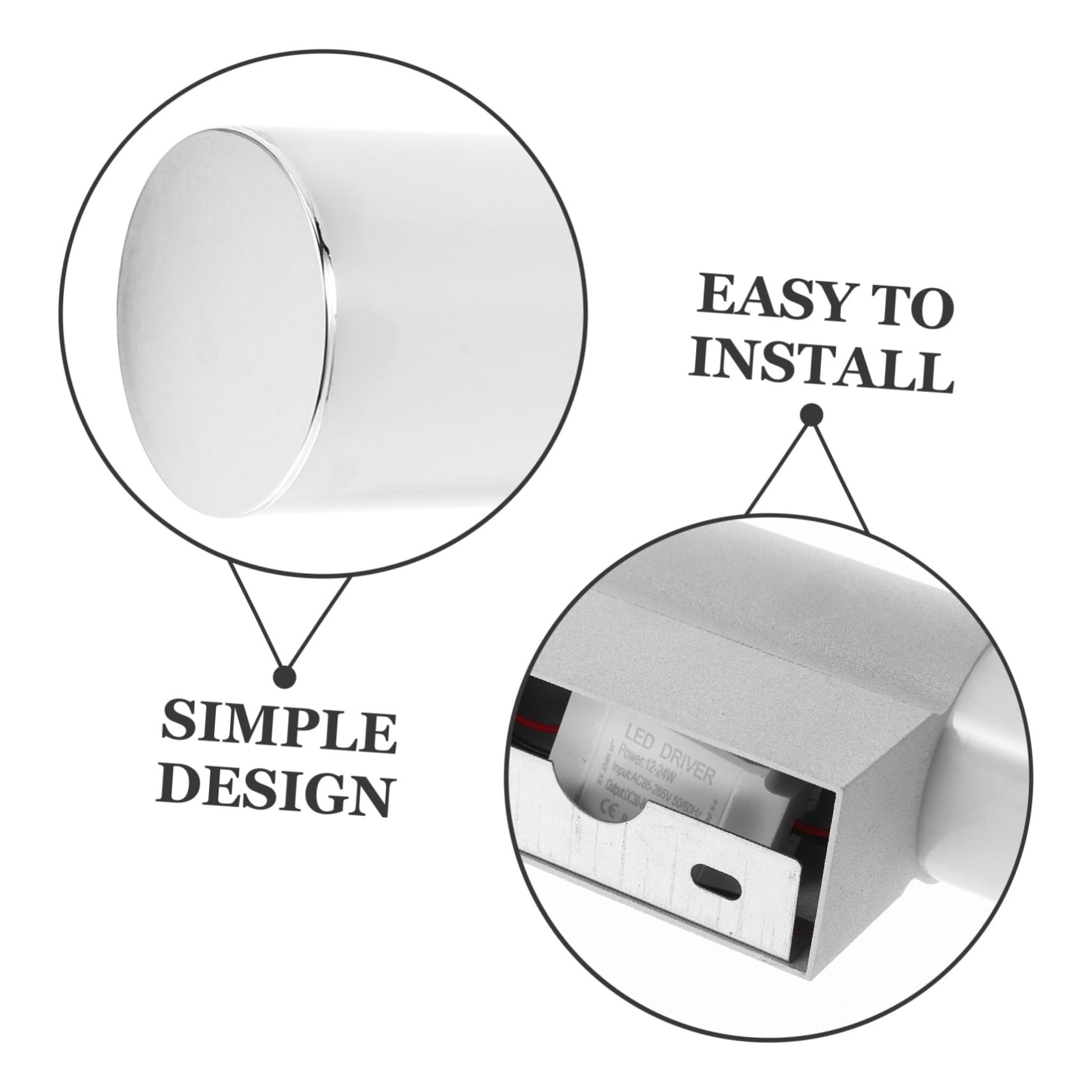 Hemobllo Lámpara de Pared LED para Baño Moderna 12w Luz Fría 25 Cm Hierro Vidrio Madera Ecológica Iluminación Interior para Espejo y Gabinete
