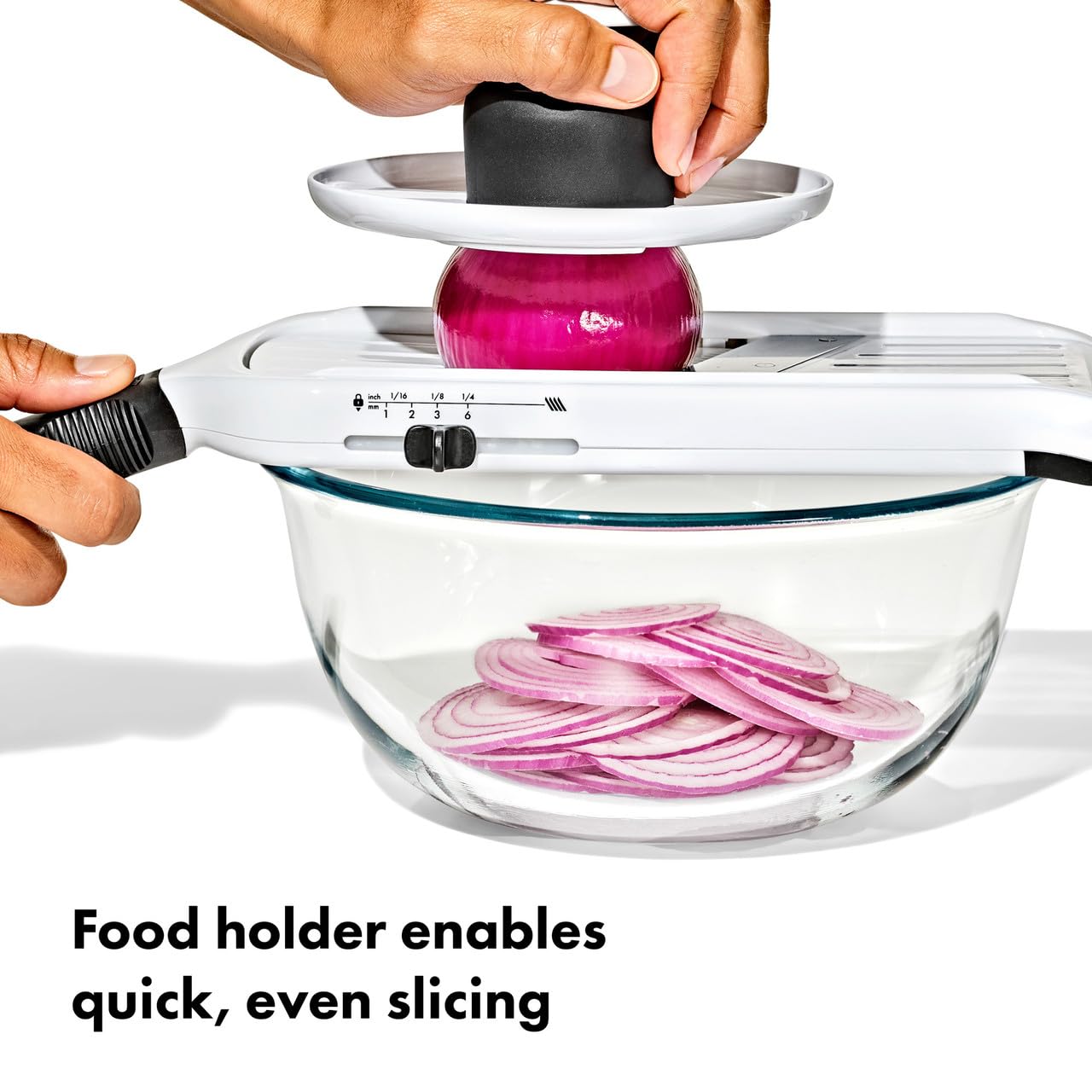 Mandolina OXO Good Grips portatile con lama regolabile 5 posizioni per affettare e julienne, impugnatura antiscivolo, lavabile in lavastoviglie, facile da riporre