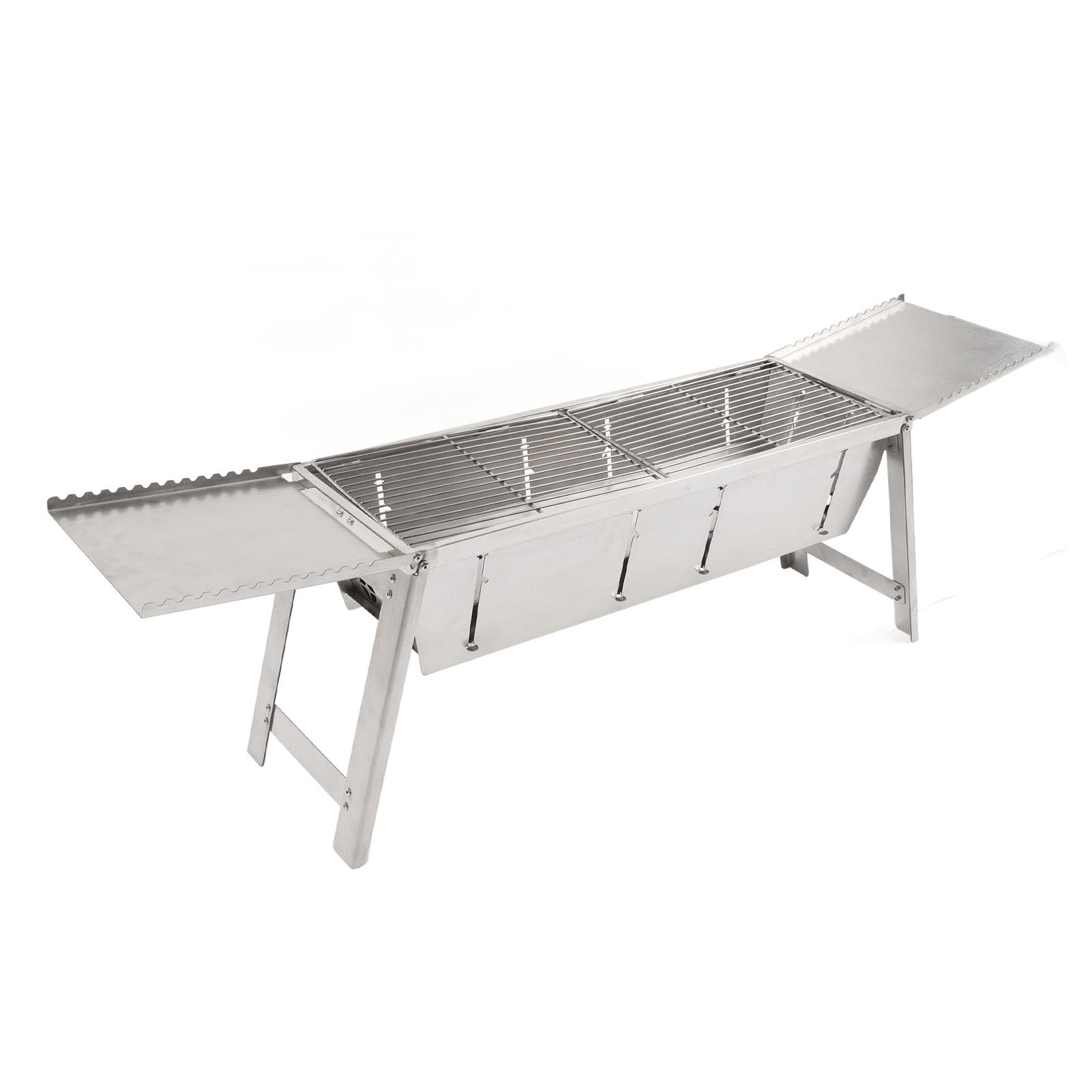 Fornello da Campeggio a Legna in Acciaio Inossidabile con Griglia per Barbecue All'aperto e Campeggio 30x19,8 Cm