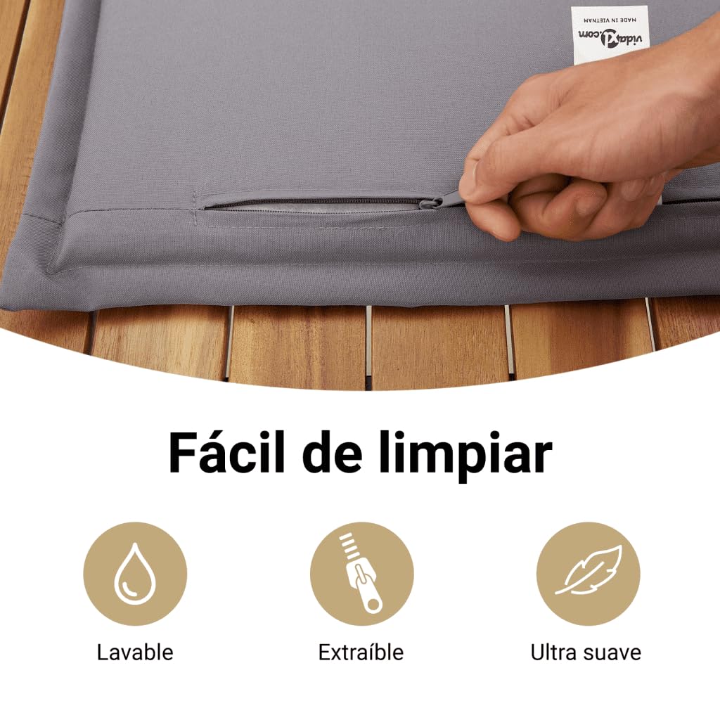 vidaXL Taburete de Jardín con Cojín, Reposapiés con Funda Extraíble, Asiento de Exterior, Taburete para Patio Terraza, Ratán Sintético Beige