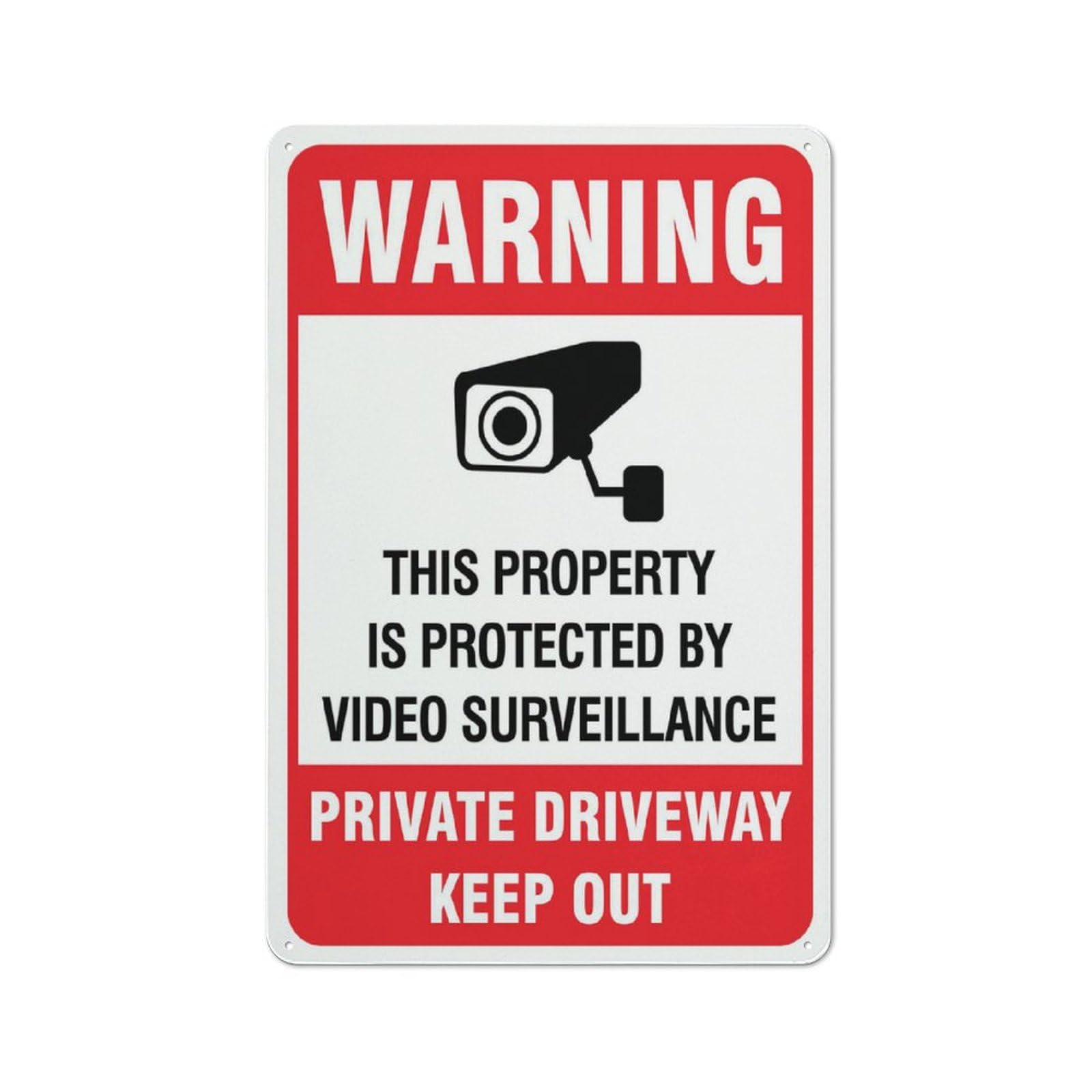 Warning This Property Is Protected By Video Surveillance Private Drive Sign Metal Signs 12X8 Inch Rust Free Aluminum,Uv Ink Printing,Durable/Weatherproof Outdoor For Home