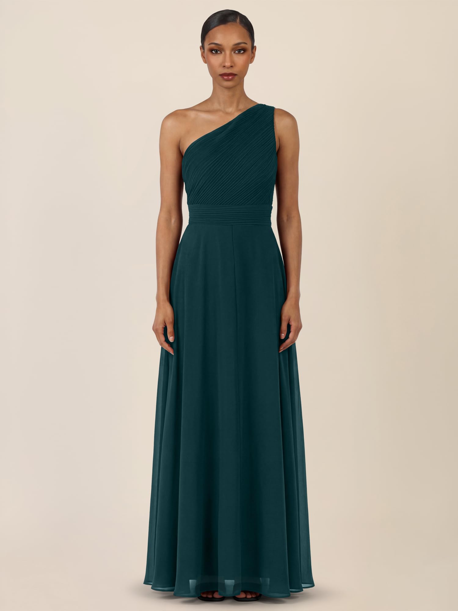 APART Fashion Damen One-Shoulder Chiffonkleid Abendkleider (1er Pack)