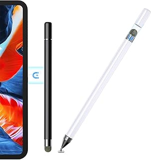 2PCS Stylus Pens for Touch Screens，Stylus for iPad, 2 in 1 Magnetic Disc Stylus Pen with Magnetic Cap，Stylus with Side Magnet Function，Compatible with All Touch Screens（Black/White）