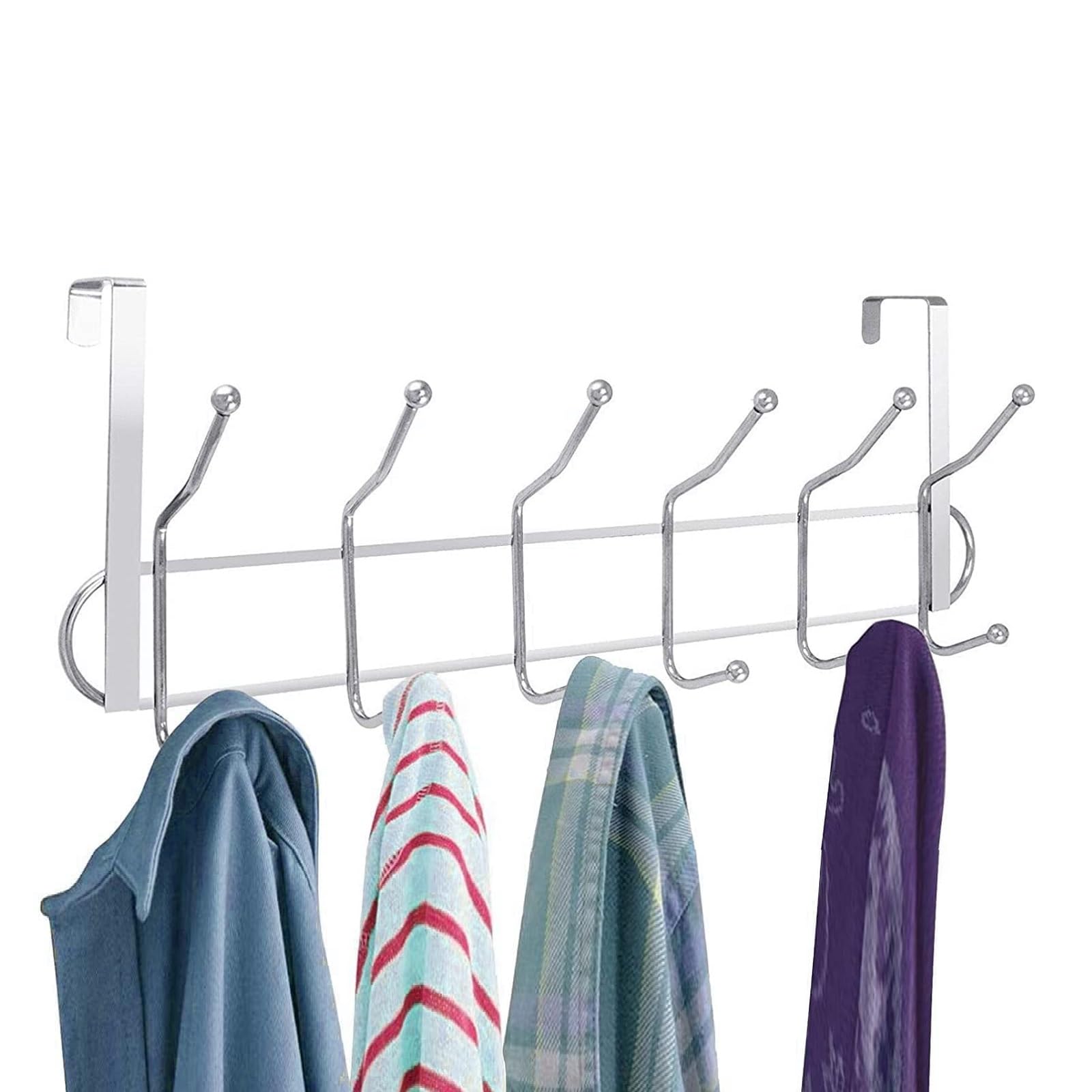 Epsilon Hanger for Clothe Hanging 1 Pcs 12 in 1 Over Door Hook Organizer Rack Wall Hooks for Hanging Towel Clothes Scarf Keys Robes for Bathroom Bedroom Kitchen (Silver Polished) (B09Y217FB7) Amazon Price History, Amazon Price Tracker
