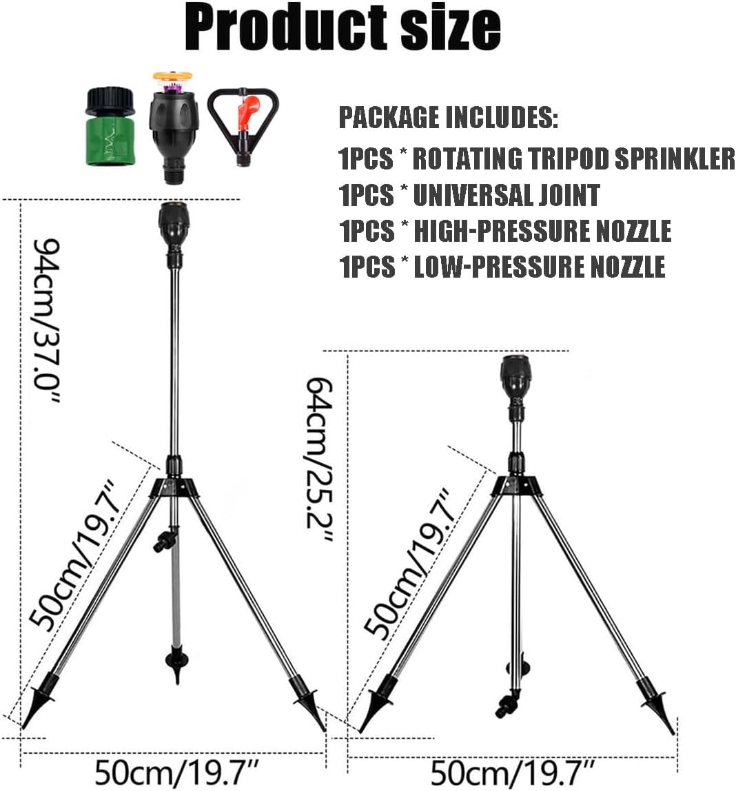 Rotating Tripod Sprinkler, Stainless Steel Rotary Irrigation Tripod Telescopic Support Sprinkler, 360 Rotating Yard Sprinklers