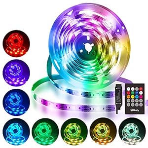 Hually LED Streifen 3M, USB LED Strip Wasserdicht LED Band RGB mit Fernbedienung, LED Leiste Lichtband mit 8 Farbwechsel, Musik synchronisieren, 4 Modi, Verstellbare Helligkeiten für Haus, Party usw.