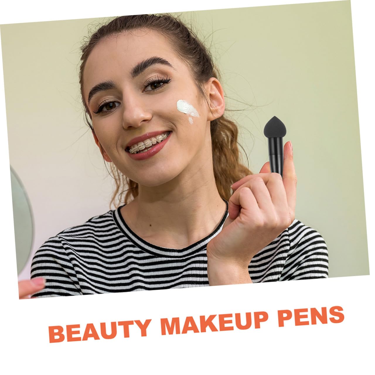 NUOBESTY 6 Stück Make Up Puff Stifte mit Latex Formstabiler Make Up Schwamm Tragbare Kosmetikwerkzeuge für Präzises Auftragen und Reisen