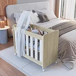 Mini Berço Infantil Moisés Multifuncional 4 em 1 com Rodas para Quarto de Bebê