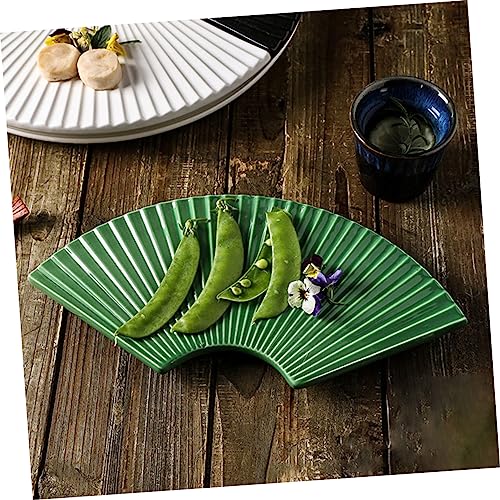 Plato Cerámico Japonés para Sushi Estilo Abanico Verde miniatura 5