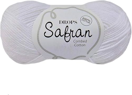 Miniatura 2 de Drops Safran - Hilo de algodón 100% egipcio para tejer y hacer ganchillo, peso deportivo, 2, fino, 5 capas, 1.8 onzas, 175 yardas (62 limón)