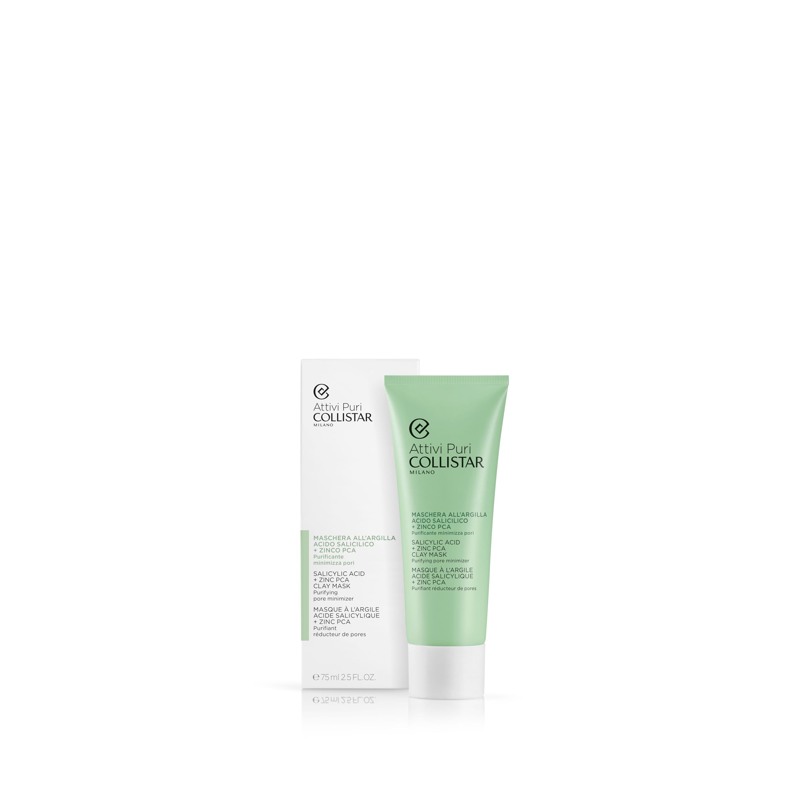 Collistar Tonerde-Maske Mit Salicylsäure, Porenverfeinernde Und Reinigende Creme-Maske, Reduziert Unreinheiten Und Mattiert Die Haut, Angereichert Mit Zink Pca, 75 ml
