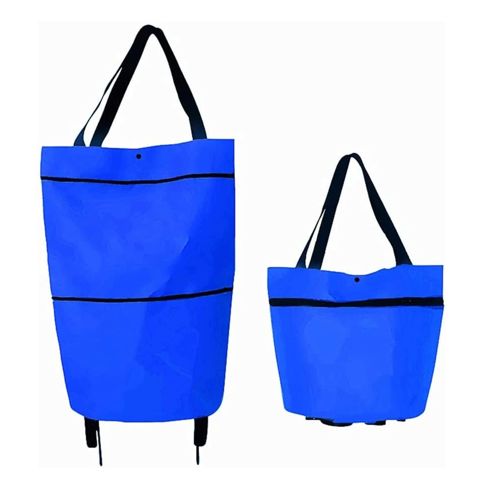 shopping trolleys. With Wheels 2 in 1 Folding Shopping Bag Cart Grocery(A blue)