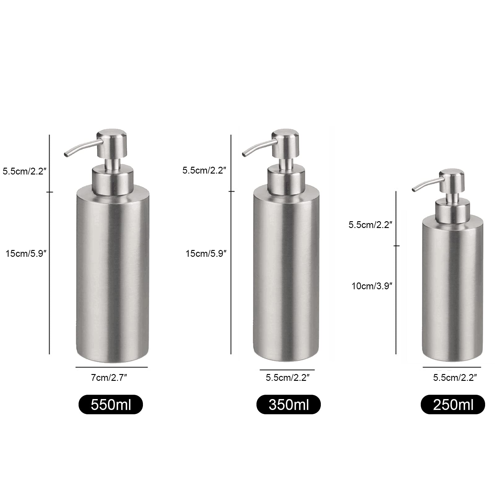 Dispenser Sapone In Acciaio Inox Sletterhage - Senza Foratura, Apertura Large - Per Bagno E Cucina - Foto 6