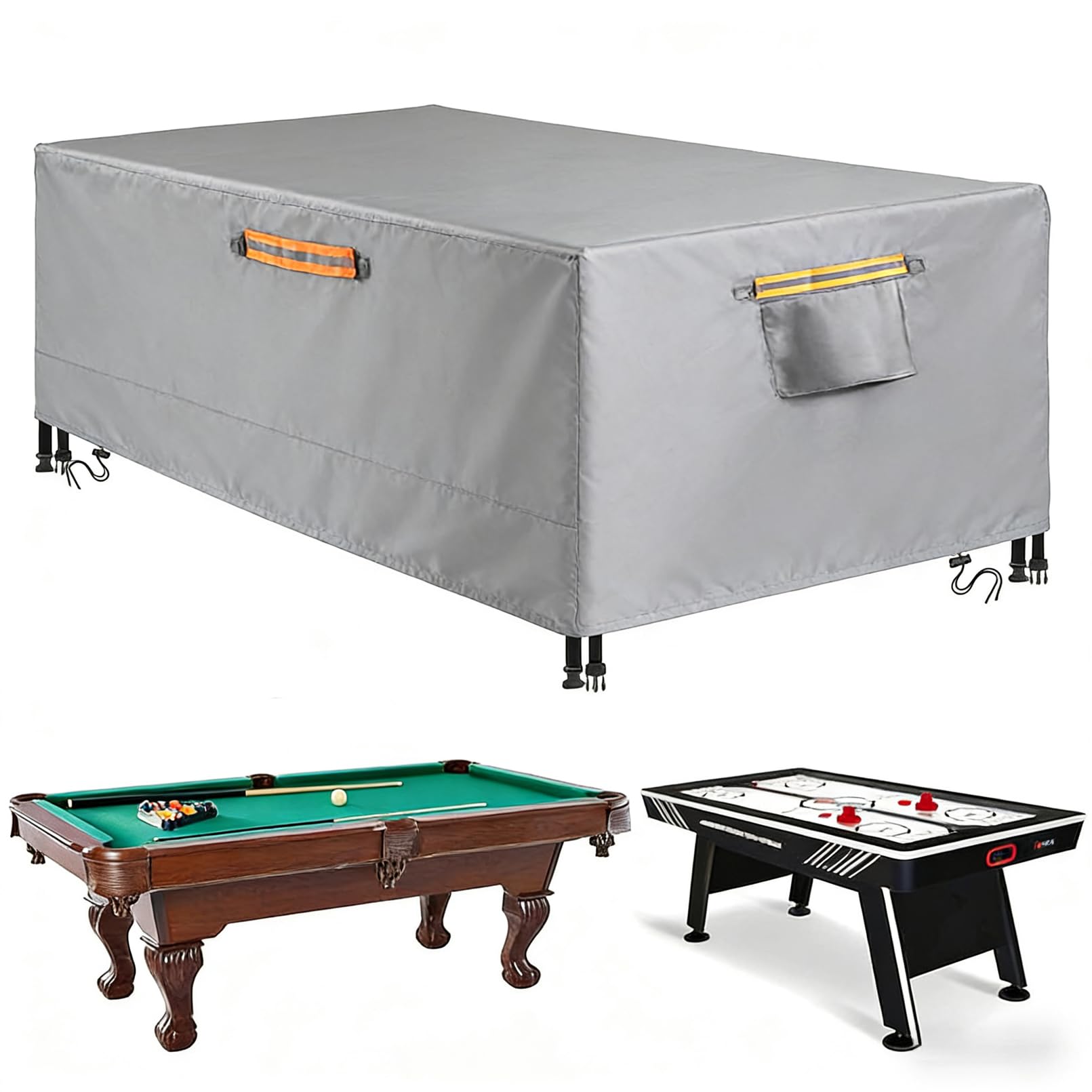 600D Oxford Waterproof Heavy Duty Billiard Pool Table Cover, Waterproof & Tearproof Covers for Pool Table 6/6.5/7/7.5/8/8.5/9FT Fitted,Gray,6FT